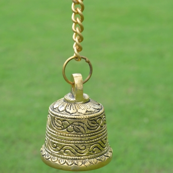 Aakrati Brass Bells with chain to hang for out door and indoor