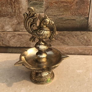 Indian Oil Lamp Bird made in brass ; Brass Diya for Diwali Festive Decorations