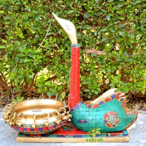 Aakrati Intricate Swan Figurine Hurli With Torqouise Stone Ideal for Bedroom/Living Room Decor