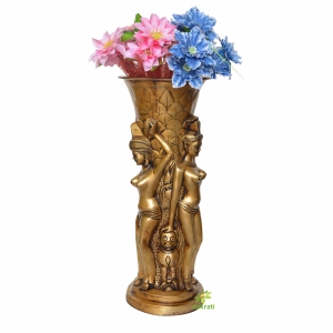 Flower pot with lady figures 