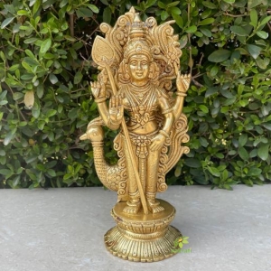 Brass Lord Murugan statue, Big Brass Kartikeya idol , Karthikeyan , Kandhan , Kumaran , Kartik, Gift, Temple, Decor, Home,Handmade