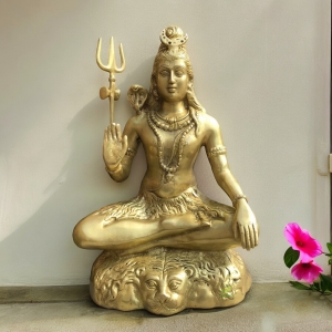 Brass Lord Shiva 17CM Statue, Shiva Idol, Shiva Figurines, AdiYogi Shiva for Home, Temple, Corner, Decor, Gifts, Pooja room.