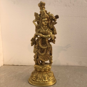 Radha Ji Murti in Brass in antique finish, Brass Radha Idol, Indian Lady Sculpture, Shyama, Kishori. Hindu Goddess of love