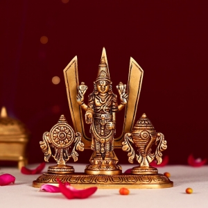 Tirupati Balaji with Shank Chakra, 5 inch Height, Venkateshwara Idol, Lord Vishnu Idol for Temple, Home