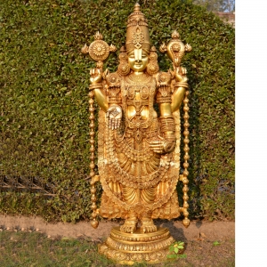 Tirupati Balaji Blessing in Standing Position. Gold Finish. Best for Home Temple, Altar and Gifting for Prosperity.