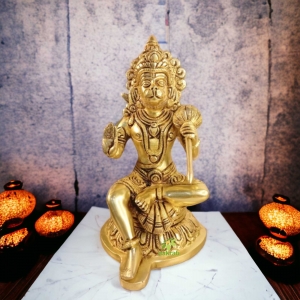 Brass Lord Hanuman Statue |Bajrang Bali Religious Statue sitting Hanuman idol Devotee of Rama|
