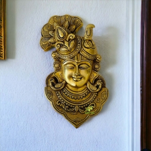 Banke Bihari ji, Krishna Head Statue, Wall Decor Metal Art |Temple decor| |Home decor| |Gift item|