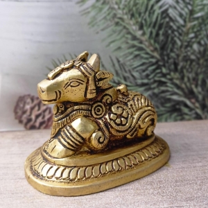 Nandi Brass Statue Hand Carved Pooja item Idol |Showpiece| |Temple decor|