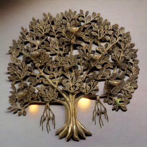 Brass Kalpvriksha tree with yellow finishing |Tree of life| |Wall decor| |Wall art| 