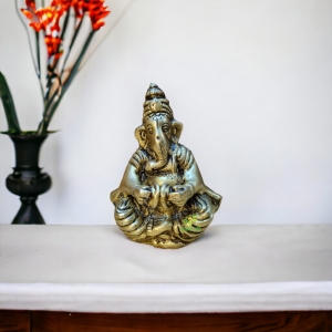Brass Ganesh Statue with yellow finishing |Home decor| |Gift item| |Brass Item| |Hindu Idols|
