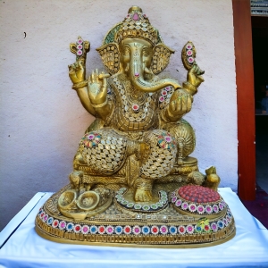 Brass Ganesh Statue With Stone Finish |Lord Ganesh Statue| |Home decor| |Ganesh Statue| |Hindu Idol|