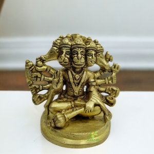 Brass Handmade Panchmukhi Hanuman in Solid | Mahavir | Bajrangbali | Diwali Gift | Murti | Idol Pooja| 