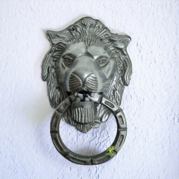 Aliminium Lionhead door knocker Antique Finish door knocker wall décor(Silver, )