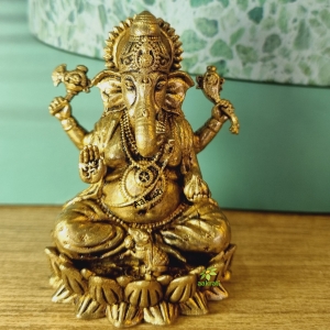 Exquisite Brass Ganesh Statue| Aakrati Brass Ganesh Made in Brass (Yellow, 2.3 Inch)