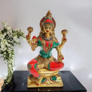  Brass Lakshmi Ji Statue in stone finish Metal handmade figure for gift and decoration |Home Decor| |Gift Item| |Temple Decor| 