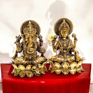 Aakrati Laxmi Ganesh Idol Made in Brass| Temple Décor| Brass Décor