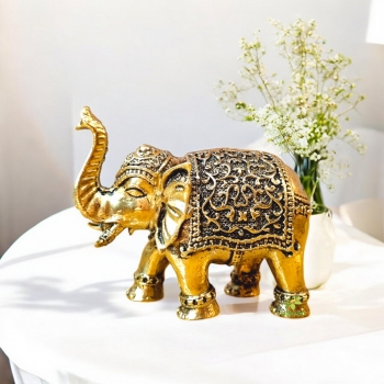 Brass figure of metal elephant for home and office decor