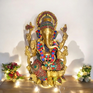 Brass Ganesha Statue ,Lord Ganesha Murti, Ganesha idol, Brass Elephant God Figure, Good Luck God, Vinayaka Statue, home decor