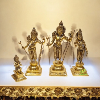 Traditional Brass Ram Darbar Idol | Perfect for Pooja & Décor | Divine Ram Darbar Statue in Pure Brass ( Yellow, 15 inch)