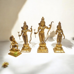 Premium Brass Ram Darbar Statue | Ideal for Gifting & Worship | Ram Darbar Brass Idol ( Yellow, 18 inch)