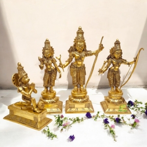 Ram Darbar Brass Idol | Enhance Your Temple & Home Décor | Divine Brass Ram Darbar Idol ( Yellow,  23 inch)