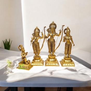 Brass Ram Darbar Statue | A Perfect Home Accent for Peace and Prosperity | Ram Darbar in Brass ( Yellow, 27