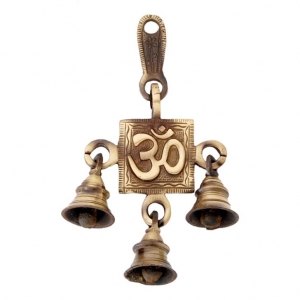 Elegant Brass Religious Wall Chime | Handcrafted Blessings for Your Home | Sacred Brass Wind Chime ( Yellow, 6.8 inch)