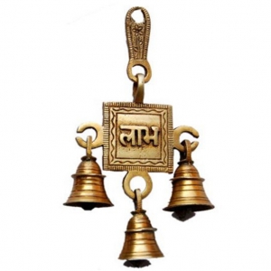 Elegant Shubh Labh Brass Wind Chime | Crafted for Peace, Prosperity, and Good Luck | Divine  Labh Handmade Wind Chime ( Yellow, 6.8 inch)