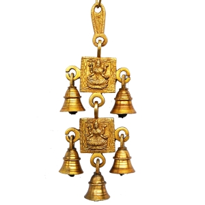  Brass Religious Wind Chime | A Sacred Blessing for Your Living Space | Brass Lakshmi Engraved Wind Chime ( Yellow, 9.2 inch)