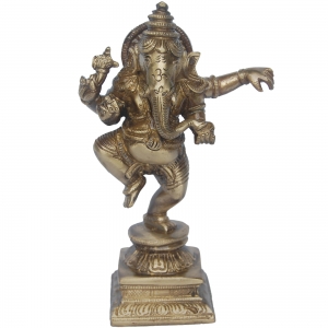 Brass Lord Ganesha Murti | Bring Divine Blessings to Your Home or Temple | Handcrafted Brass Ganesha Idol ( Yellow, 6.5 inch)