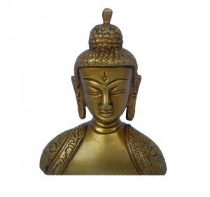 Handcrafted Brass Buddha Bust Statue | Elegant Handcrafted Idol for Home and Office | Brass Buddha Head Statue ( Yellow, 3.6 inch)