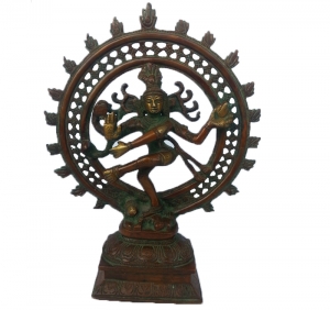 Brass Nataraj Sculpture | Traditional Shiva Dance Sculpture for Pooja and Temple | Divine Brass Nataraj Murti ( Brown, 11 inch)