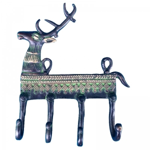 Designer Brass Animal Wall Hanger | Stylish and Functional Home Accent | Decorative Brass Animal Shape Wall Hook ( Green, 5.5 inch)
