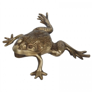 Decorative Brass Frog Statue | Ideal Gift for Nature and Art Lovers | Handcrafted Brass Showpiece ( Brown, 15 inch)