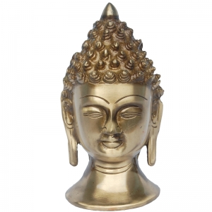 Brass Handmade Buddha Bust | The Perfect Decor for Inner Peace | Divine Brass Buddha Idol ( Yellow, 6.5 inch)