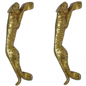 Premium Brass Door Handle | Unique Home Decor Accent | Designer Brass Panther Door Handle ( Yellow, 7.5 inch)