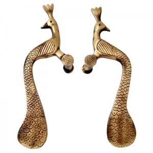 Premium Brass Peacock Door Pull | Unique Design for Modern Homes | Brass Handle ( Brown, 10 inch)