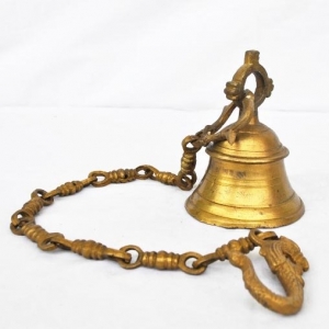 Luxury Brass Temple Bell | Perfect for Home Temples and Sacred Spaces | Handcrafted Brass Bell for Housewarming (Yellow, 15 inch)