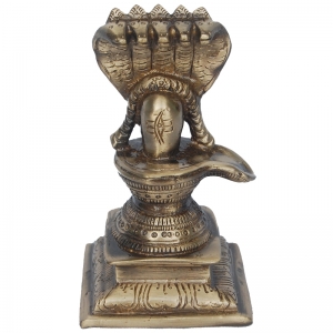 Brass Shivlinga Idol | Bring Peace and Blessings to Your Sacred Space | Divine Shivlinga Showpiece ( Yellow, 5 inch)