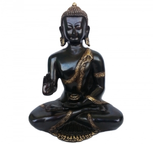 Brass Handcrafted Buddha Statue |  Peaceful and Spiritual Home Decoration | Brass Buddha Decorative Showpiece ( Brown, 12 inch)
