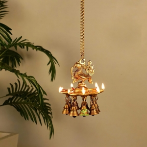 Brass Wall Hanging Diya in Bird Design | Traditional Diwali and Pooja Room Decoration | Brass Wall Diya ( Yellow, 22 inch)