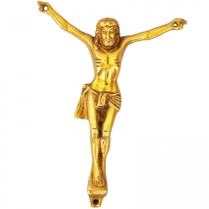 Brass Jesus Christ Wall Showpiece | Traditional Religious Wall Hanging for Home Decor | Brass Jesus Wall Decor ( Yellow, 7 inch)