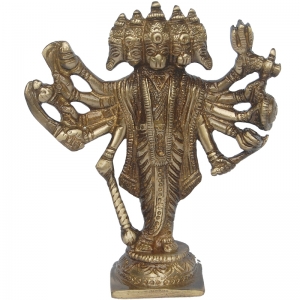 Brass metal hand made art ware Lord Narasimha in virat roop statue