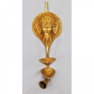 Traditional hand made lord Ganesha brass metal wall decor with candle stand