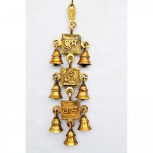 Temple Brass metal hanging bell with 7 little bells