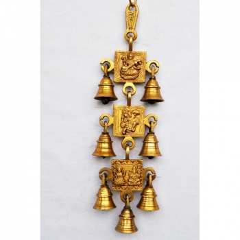 Exalted handi craft decorative brass metal hangine bell with 7 bells