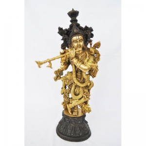 Lord Krishna brass metal precious statue 