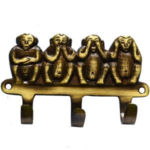 Aakrati-Four Monkey Brass Hooks 