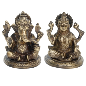 Pair of Laxmi- Ganesha of Brass