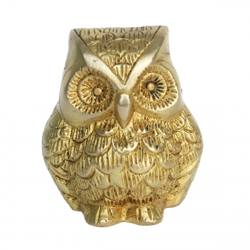 Aakrati Brass Animal Figure of Owl - Metal Decor Decorative Table showpiece - Vintage Handmade Handicraft Gift